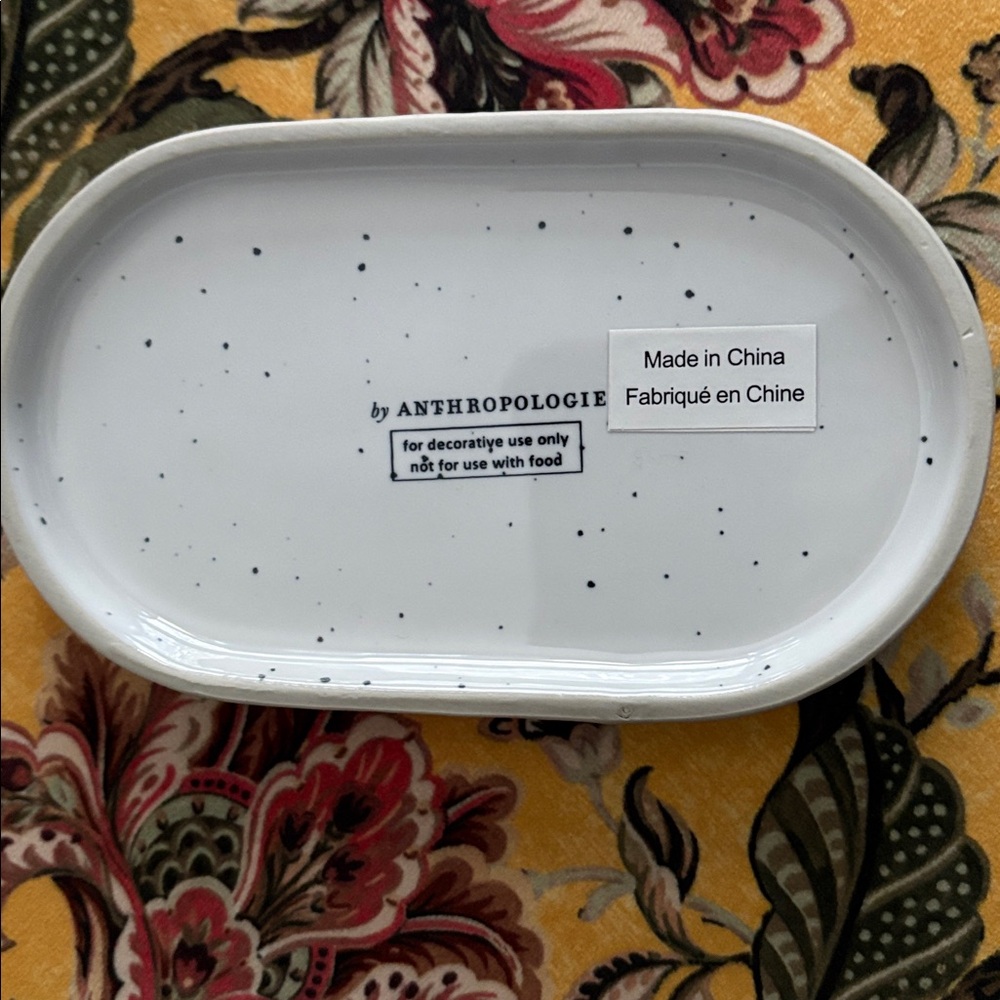 Anthropologie Blockprinted Monogram trinket dish with the letter "A" - Picture 2 of 3